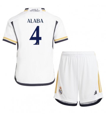 Real Madrid David Alaba #4 Hjemmebanesæt Børn 2023-24 Kort ærmer (+ korte bukser)